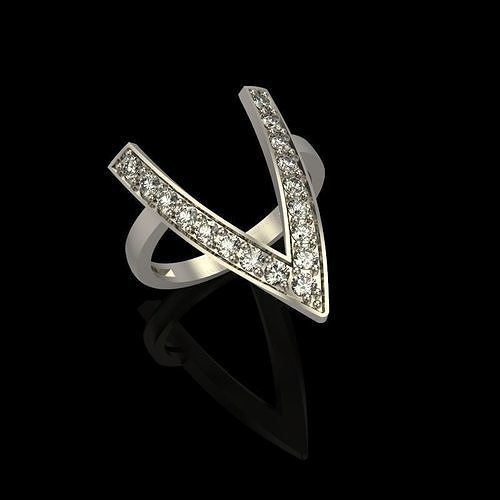 Women Ring with diamonds 3dm stl vintage 3D print model