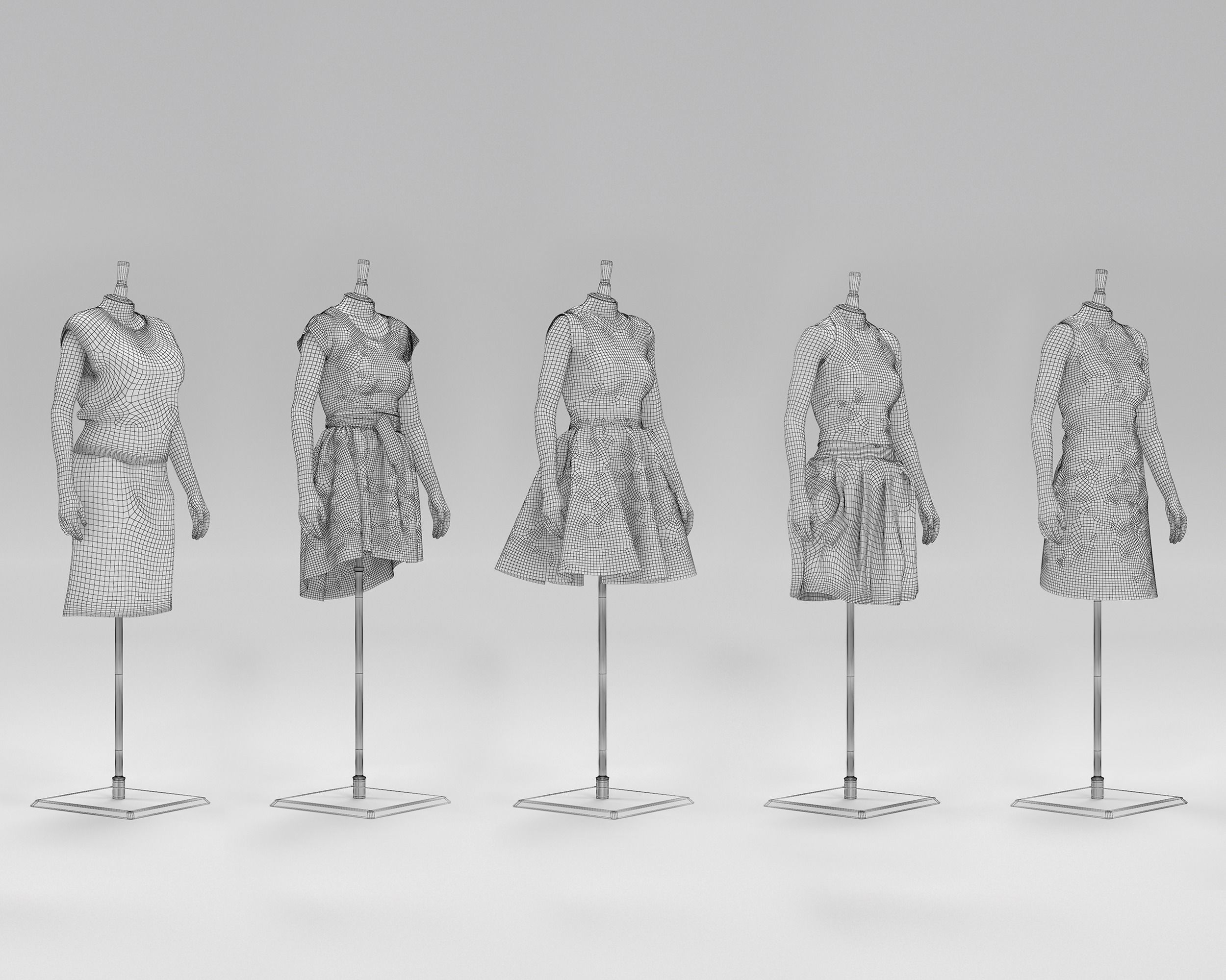 Women Mannequin Pack Low-poly 3D model_8
