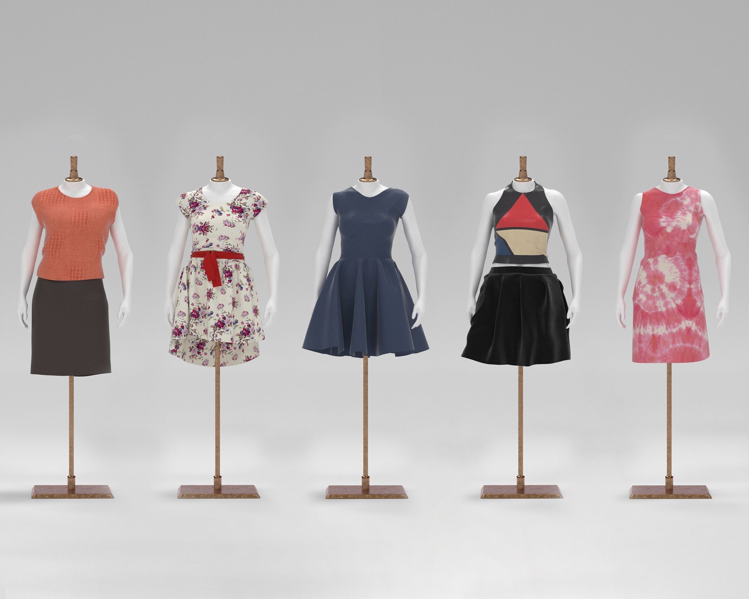 Women Mannequin Pack Low-poly 3D model_3