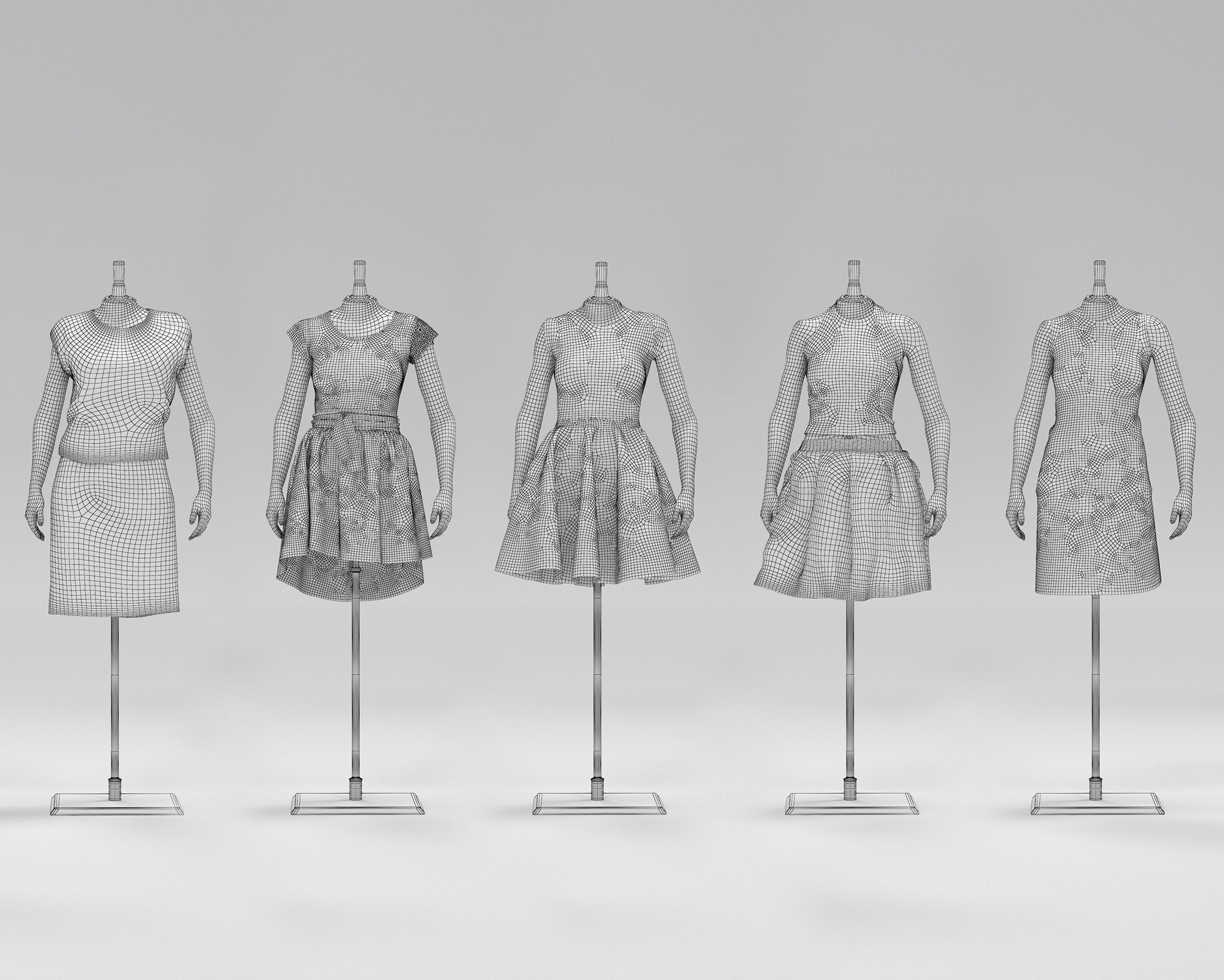Women Mannequin Pack Low-poly 3D model_6