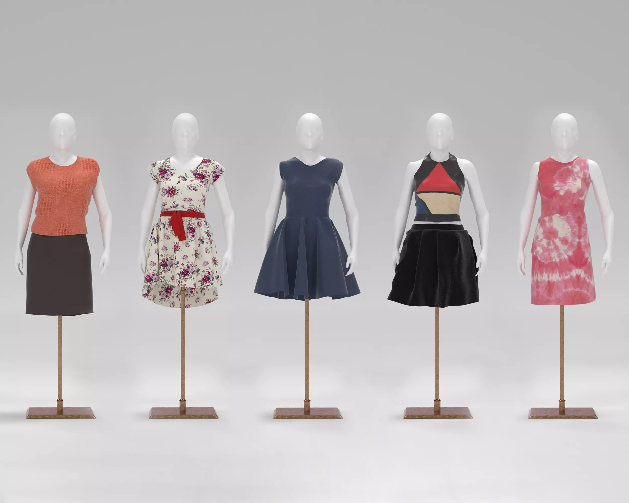 Women Mannequin Pack Low-poly 3D model_0