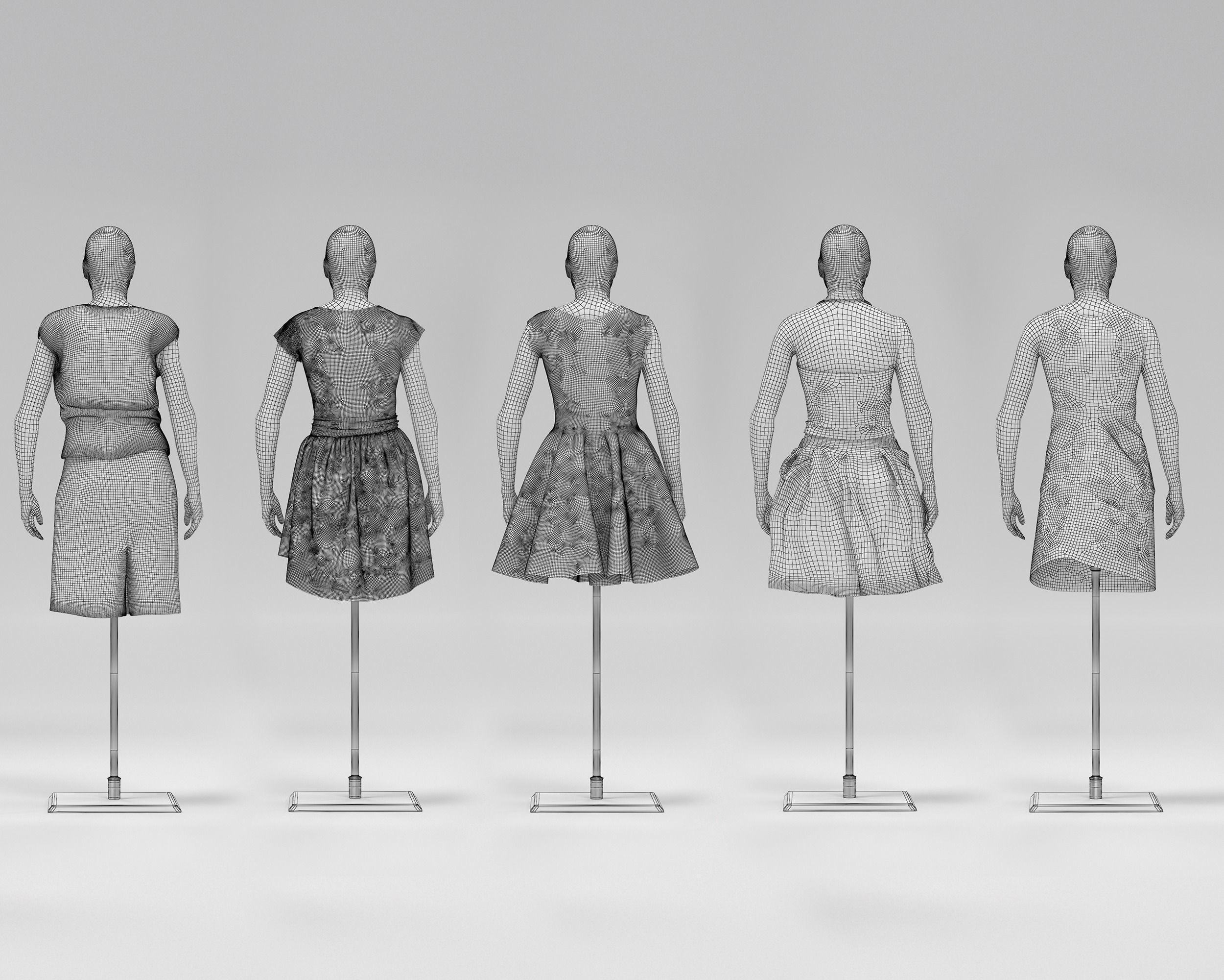Women Mannequin Pack Low-poly 3D model_10