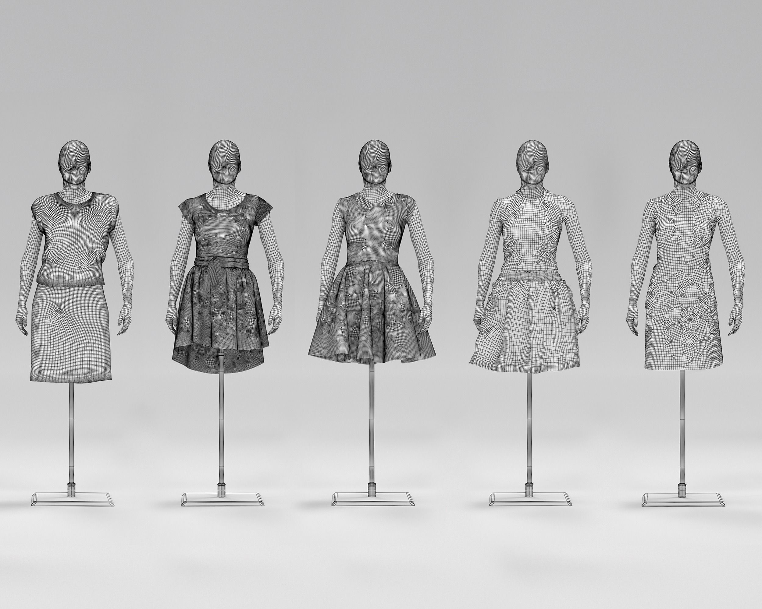 Women Mannequin Pack Low-poly 3D model_9