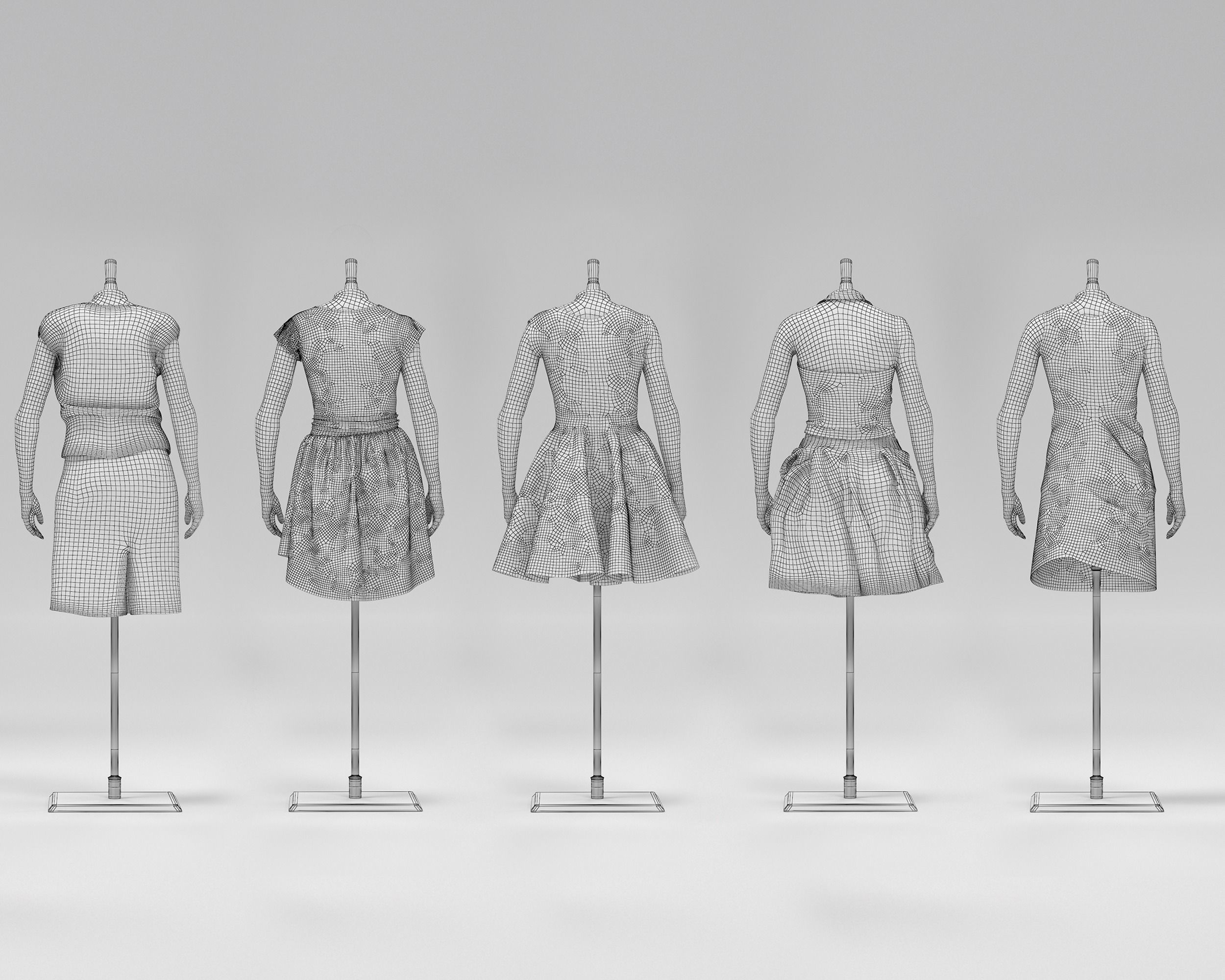 Women Mannequin Pack Low-poly 3D model_7