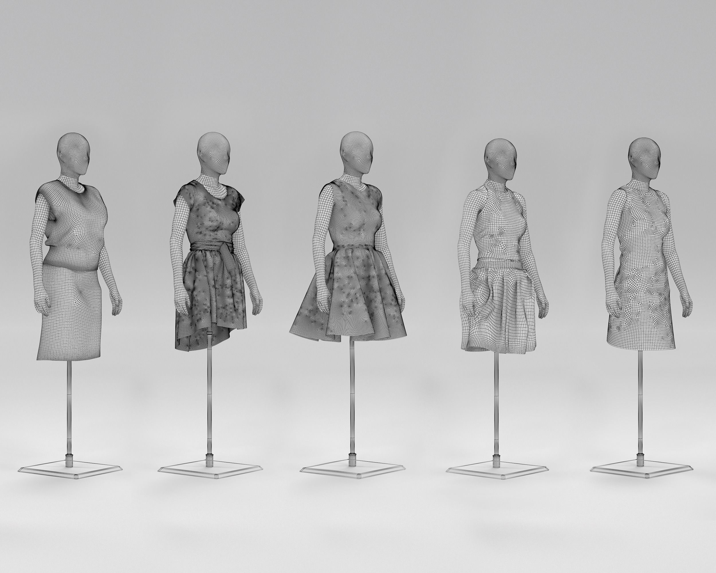 Women Mannequin Pack Low-poly 3D model_11