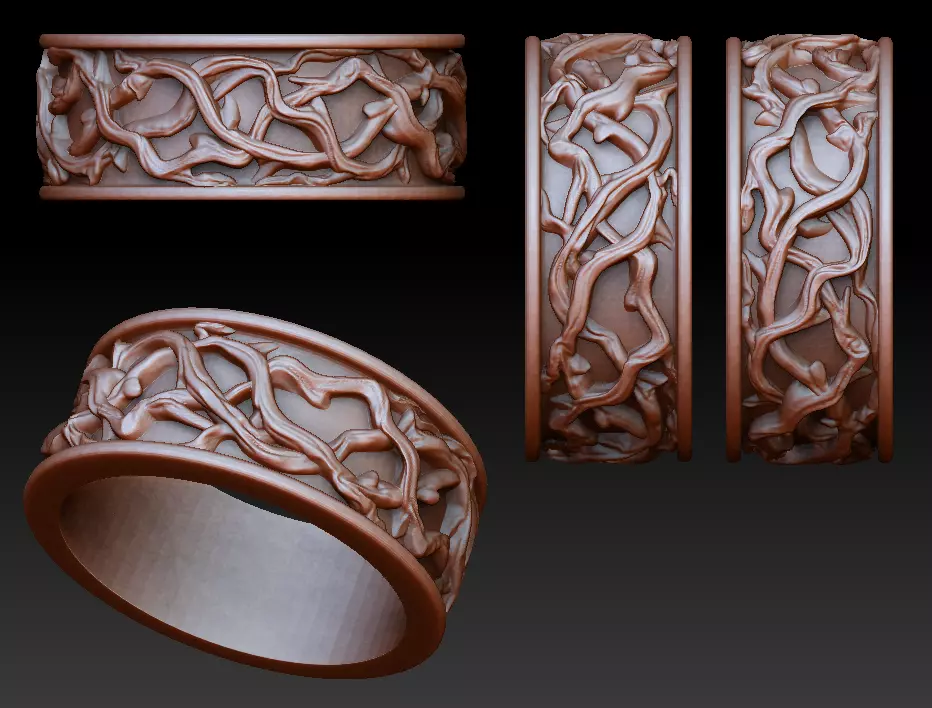 Twig ring 3D print model_0
