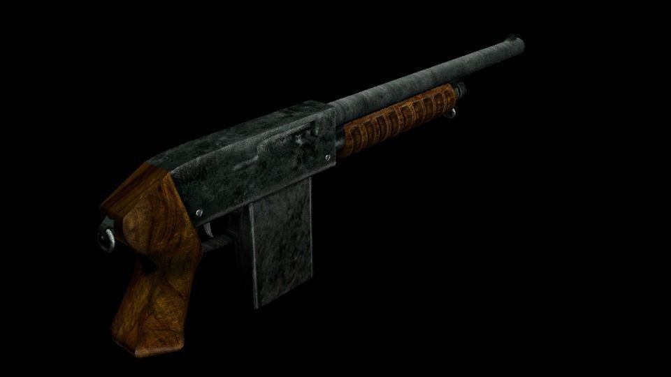 Shotgun gun Low-poly 3D model_1