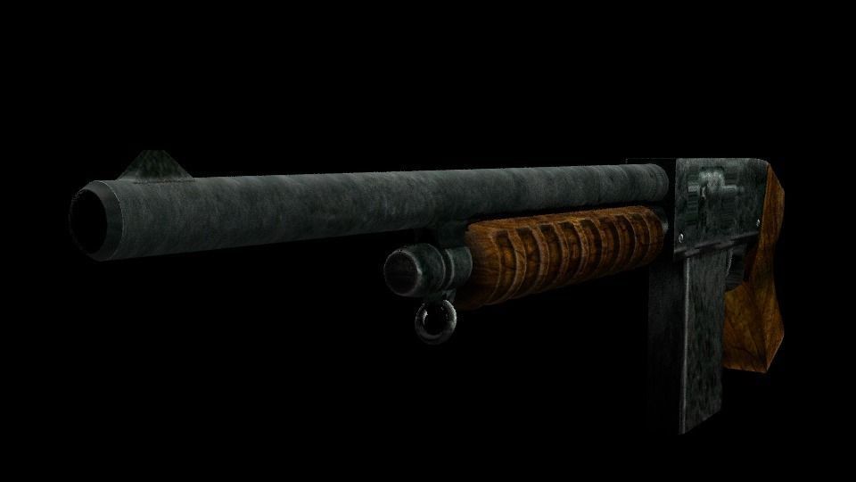 Shotgun gun Low-poly 3D model_0