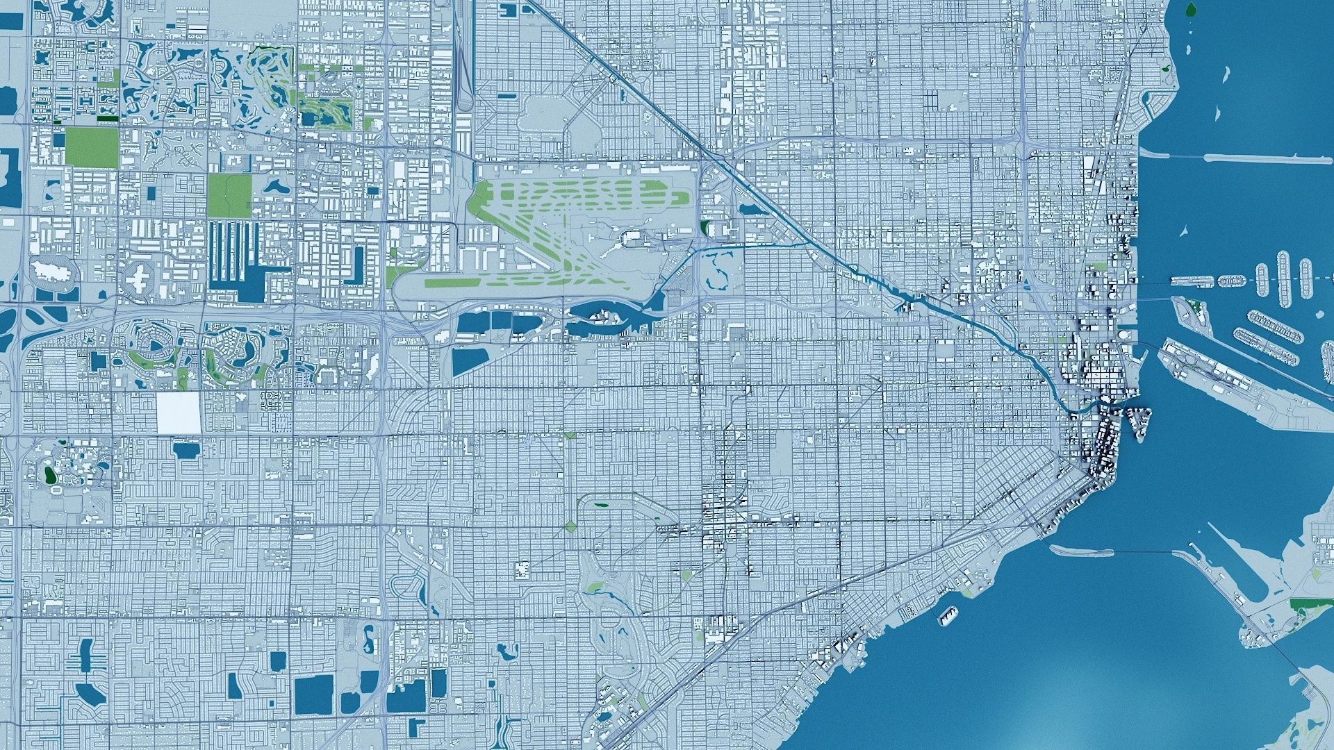 Miami with terrain 3D model_2