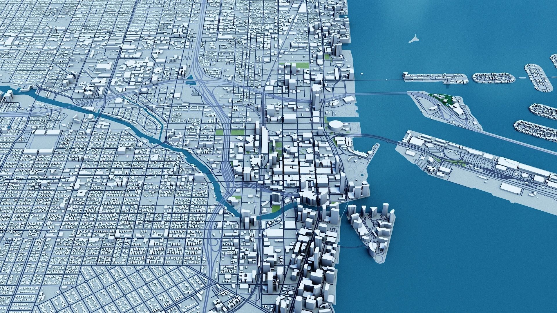 Miami with terrain 3D model_6