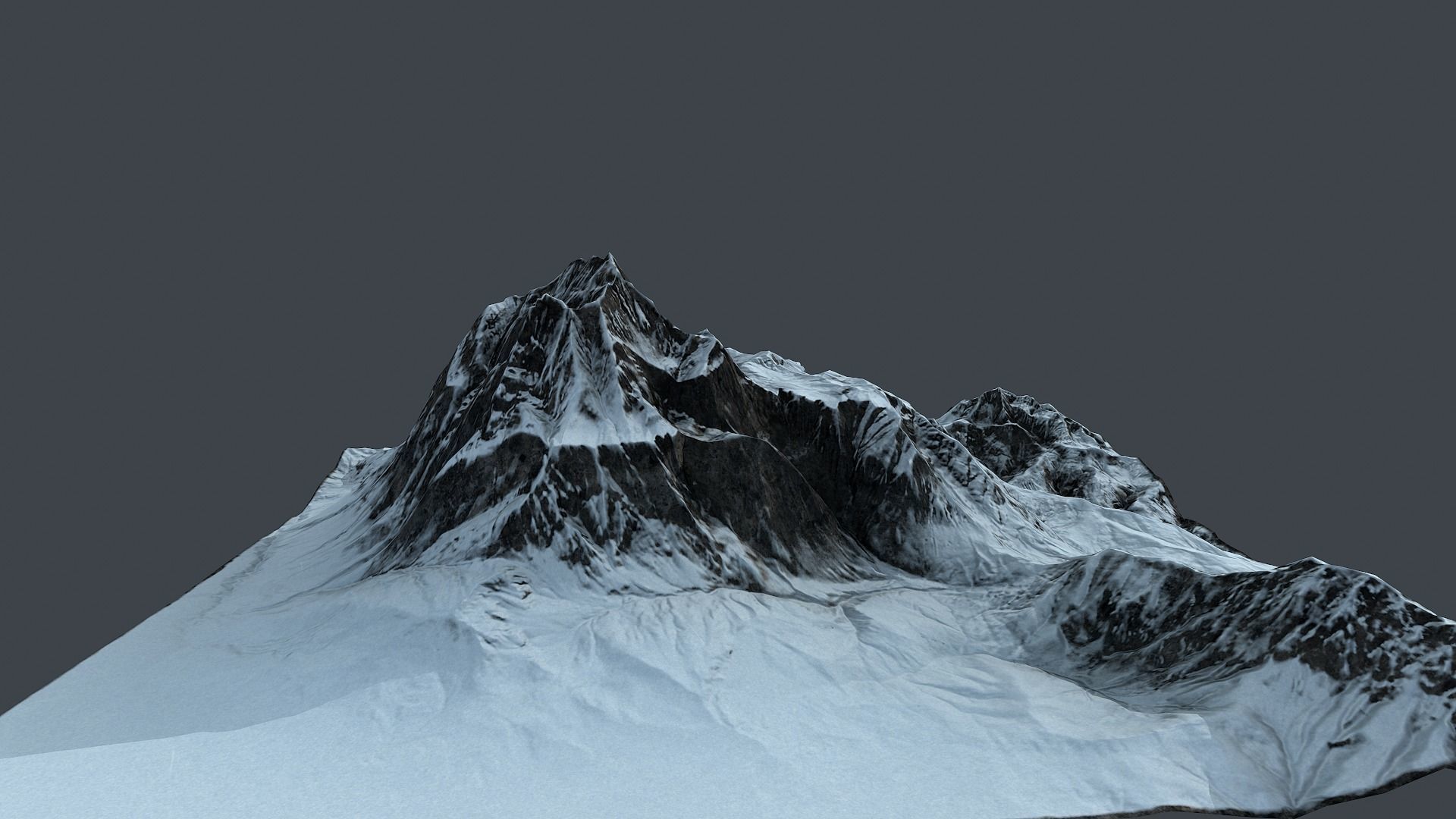 Mountain terrain under the snow Low-poly 3D model_4