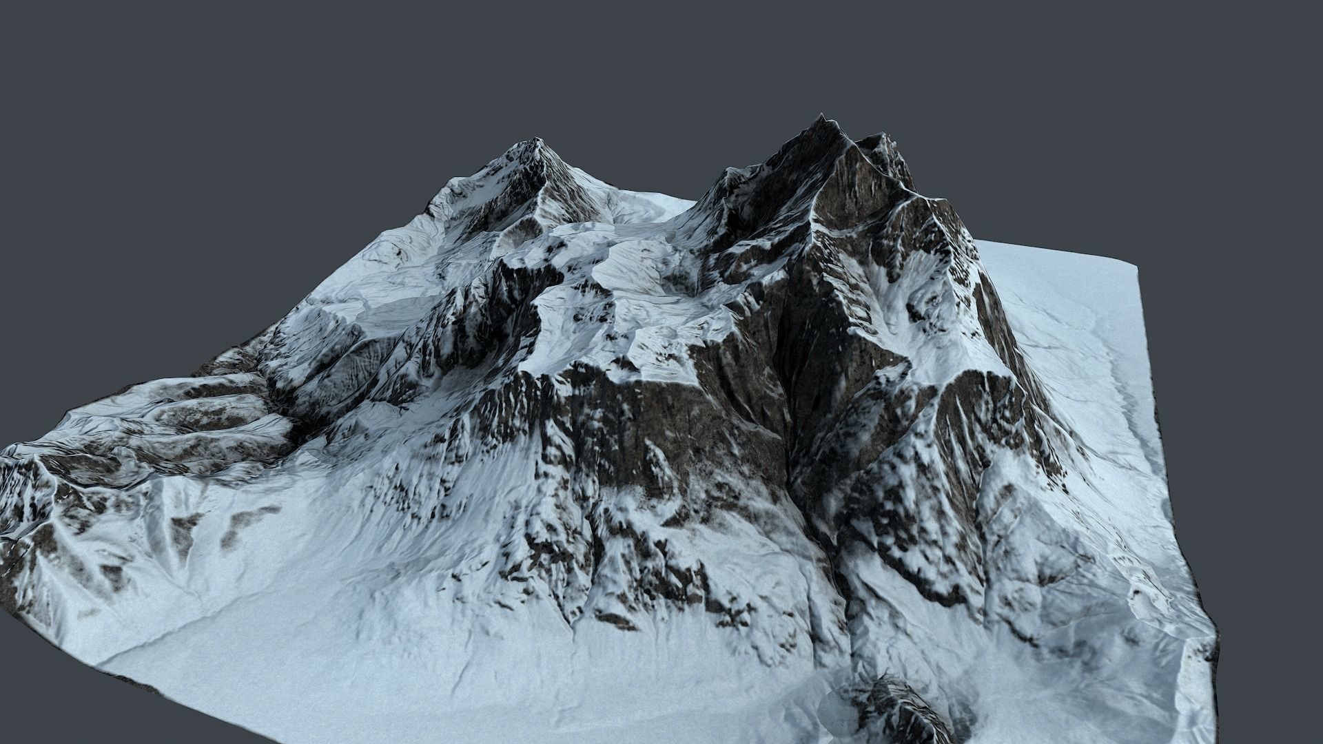 Mountain terrain under the snow Low-poly 3D model_7