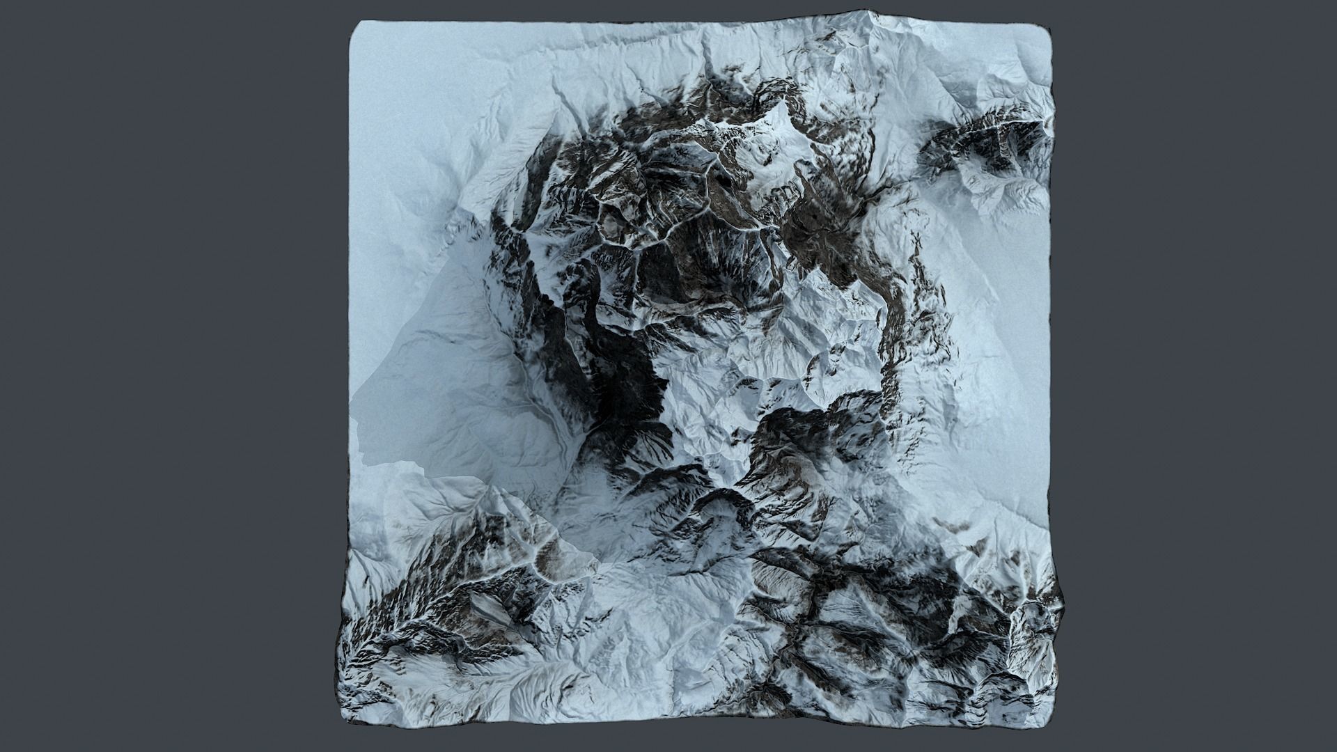 Mountain terrain under the snow Low-poly 3D model_10