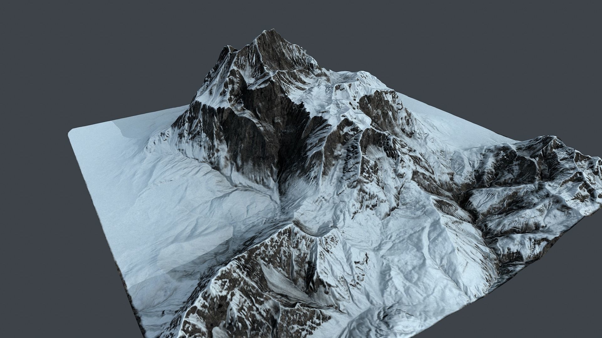 Mountain terrain under the snow Low-poly 3D model_9