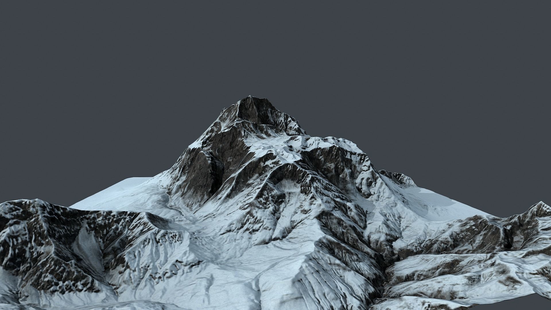 Mountain terrain under the snow Low-poly 3D model_2