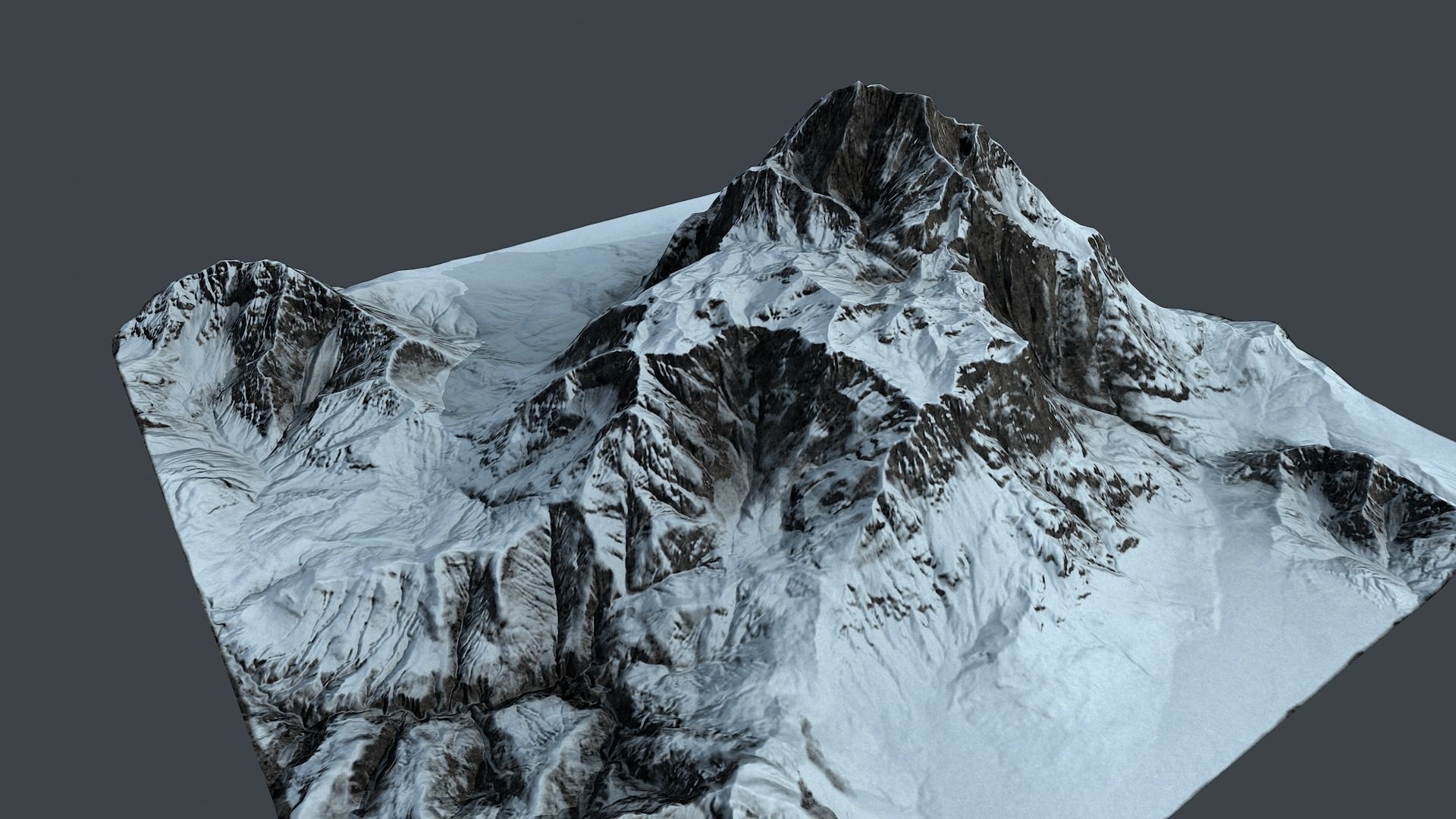 Mountain terrain under the snow Low-poly 3D model_8