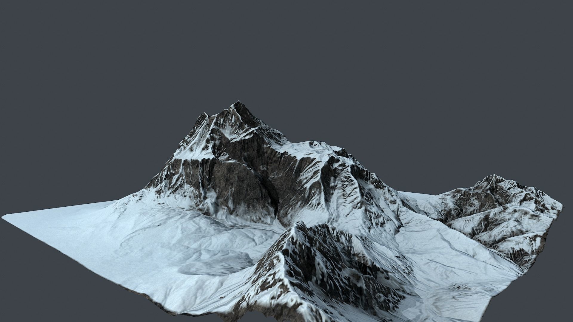 Mountain terrain under the snow Low-poly 3D model_3