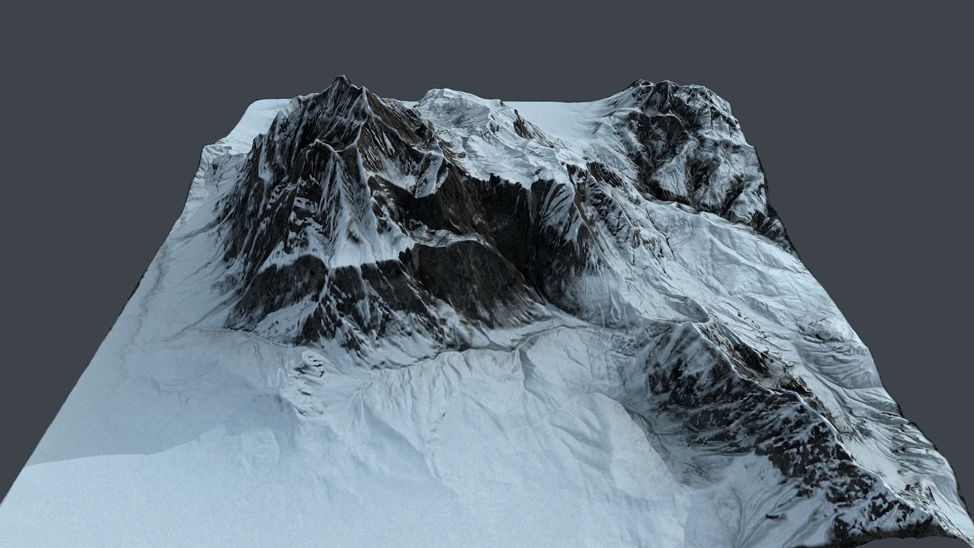 Mountain terrain under the snow Low-poly 3D model_6