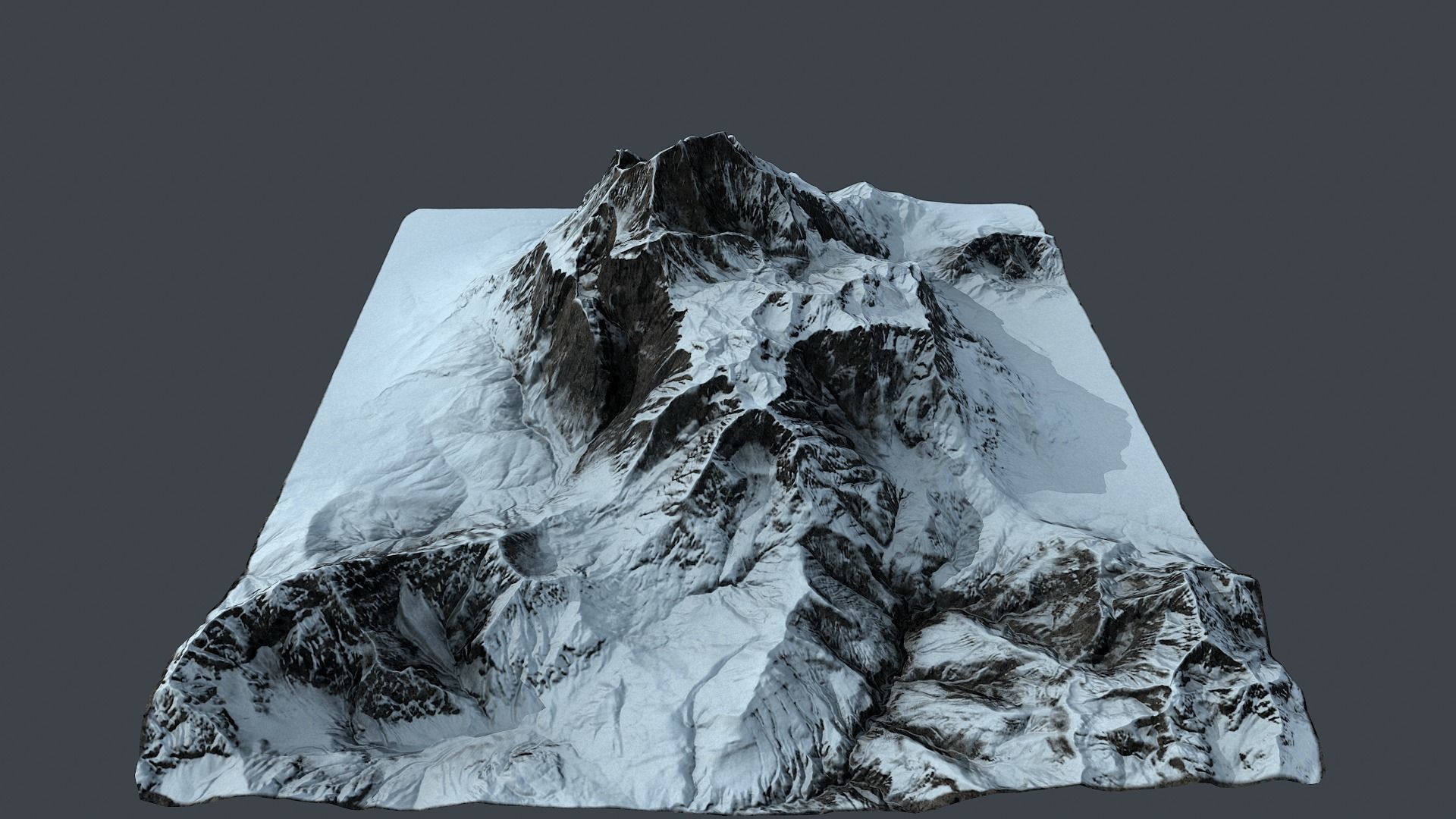 Mountain terrain under the snow Low-poly 3D model_5