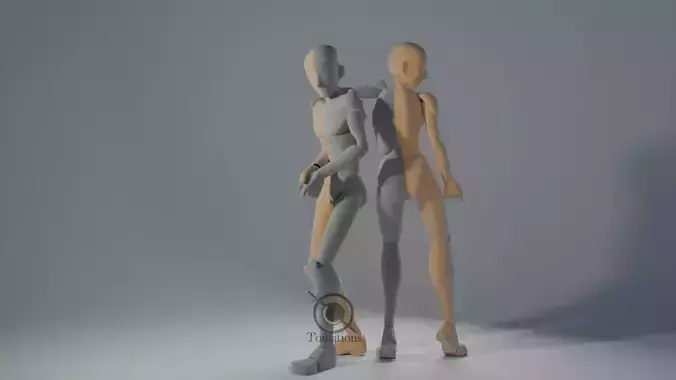 Blender IK Rigged Dolls Low-poly 3D model
