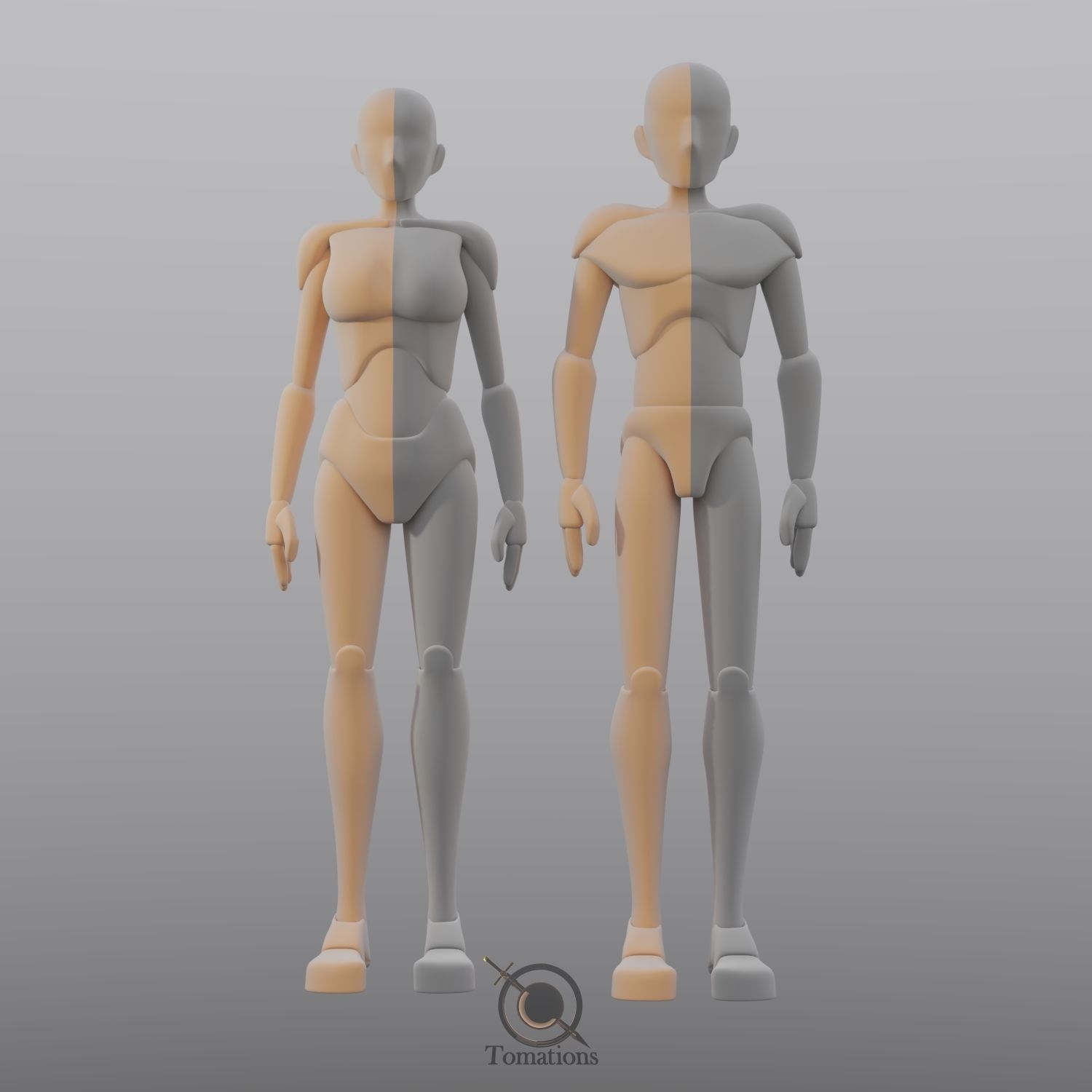 Blender IK Rigged Dolls Low-poly 3D model_7