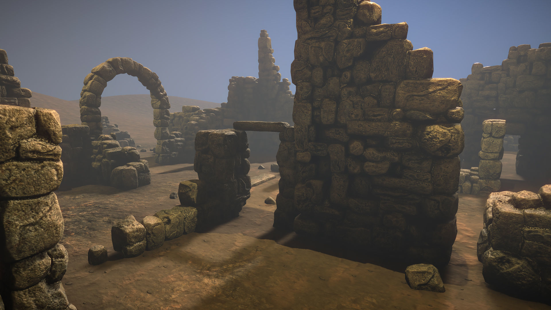 Ruined walls Low-poly 3D model_3