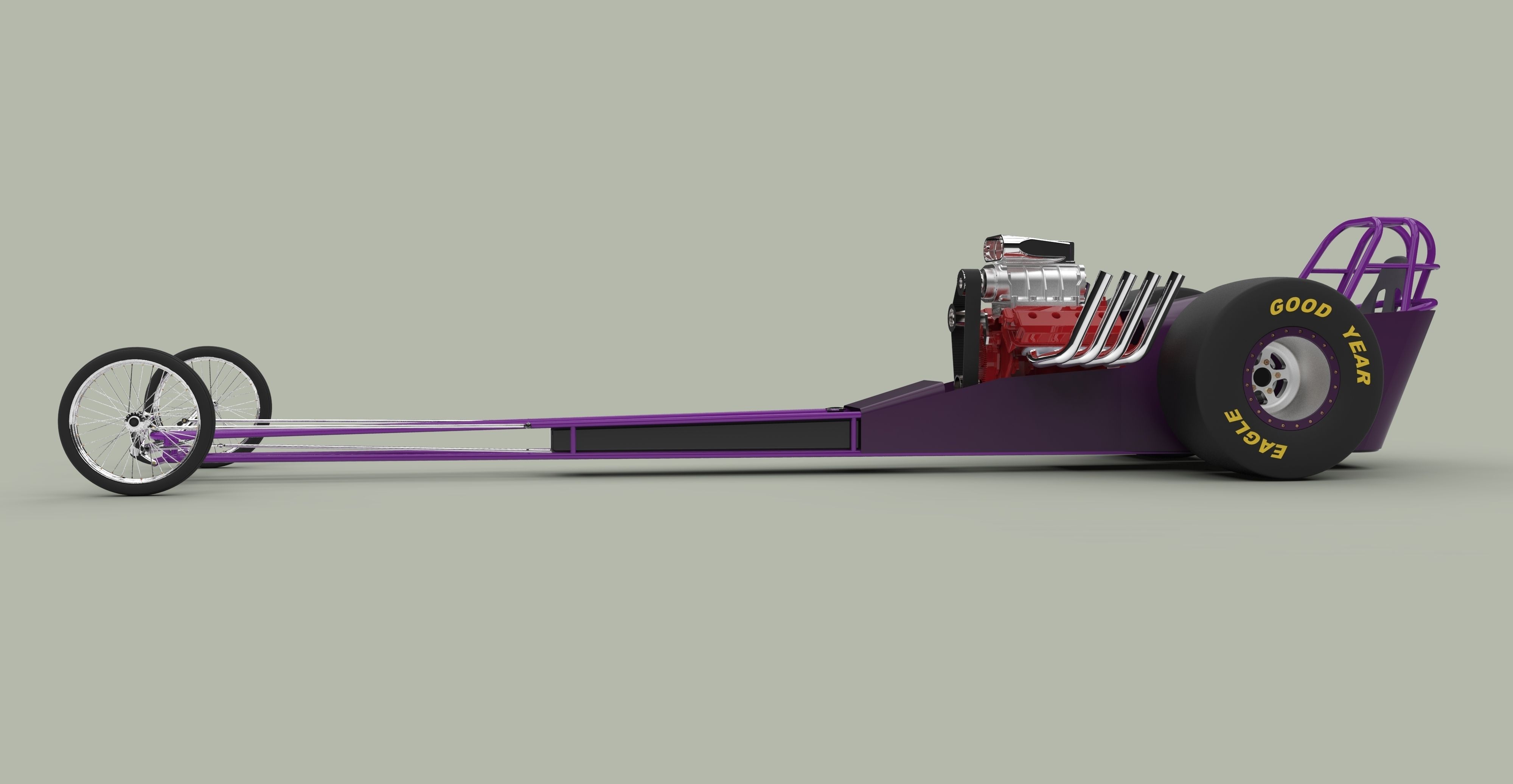 Front engine dragster 3D model_1
