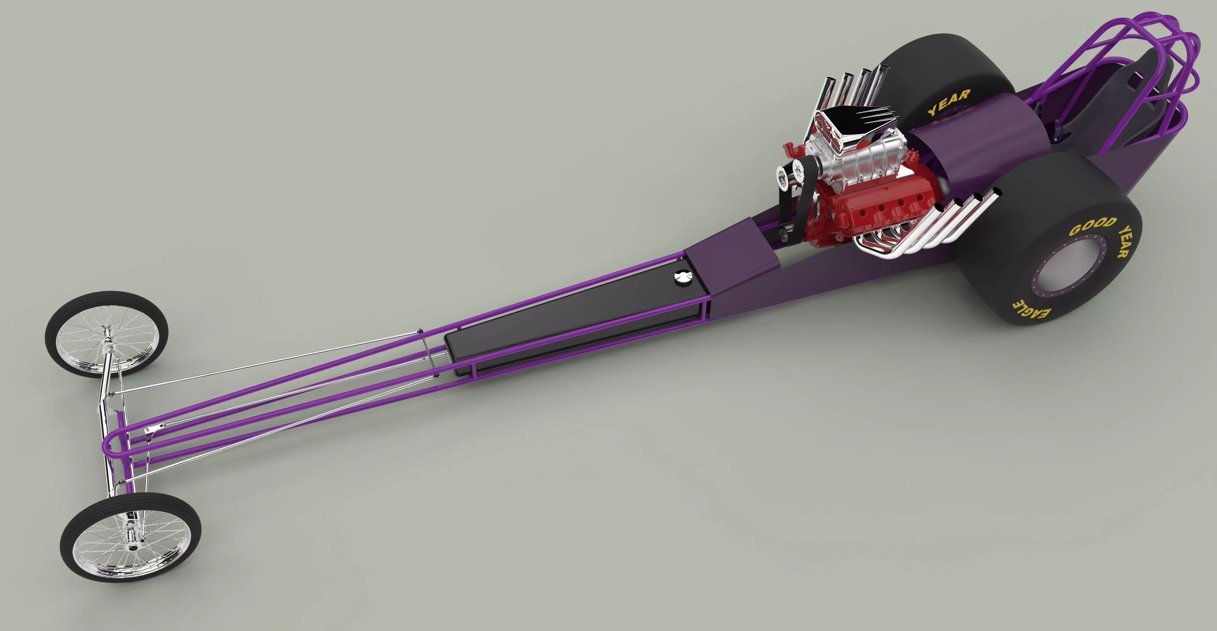Front engine dragster 3D model_0