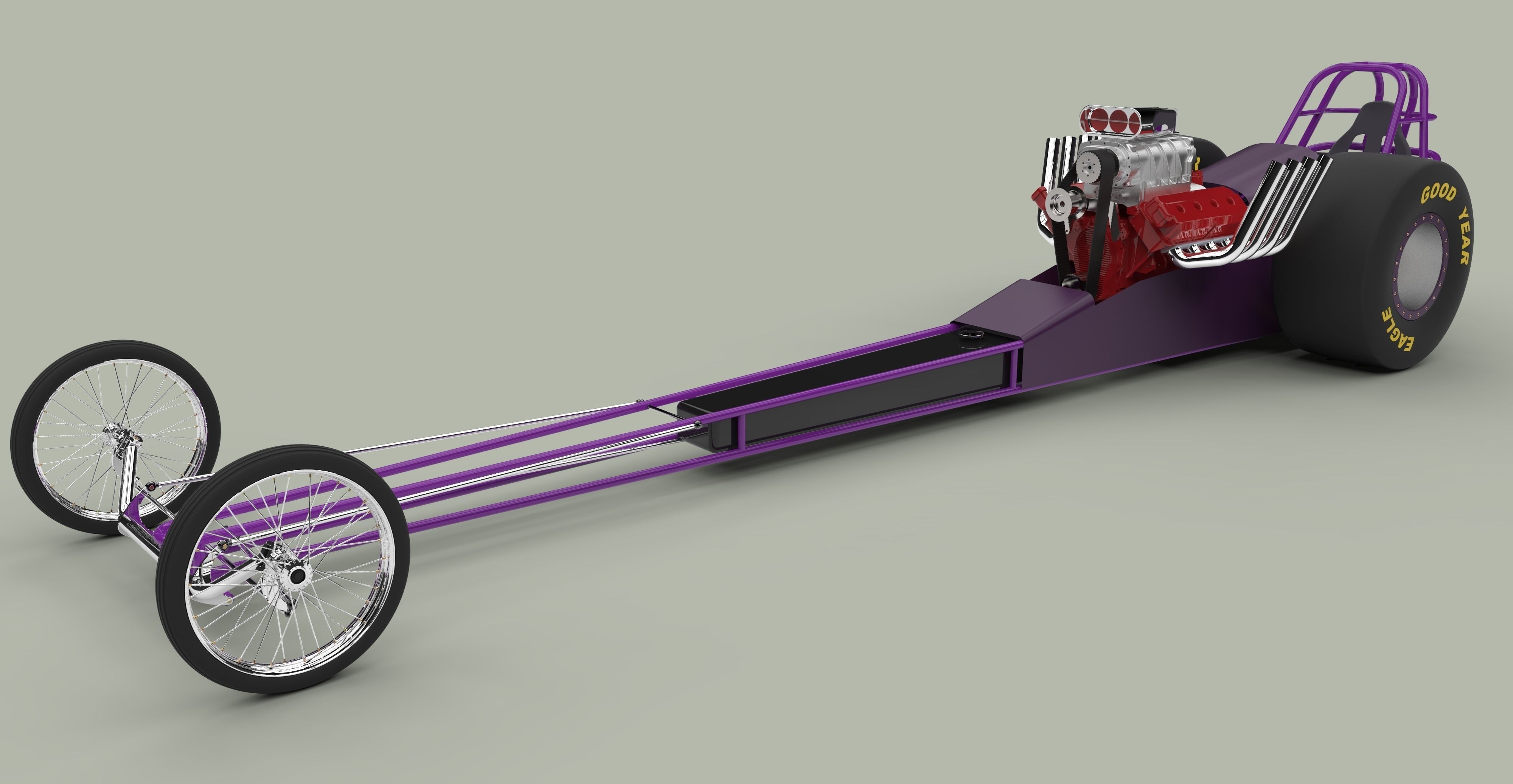 Front engine dragster 3D model_2