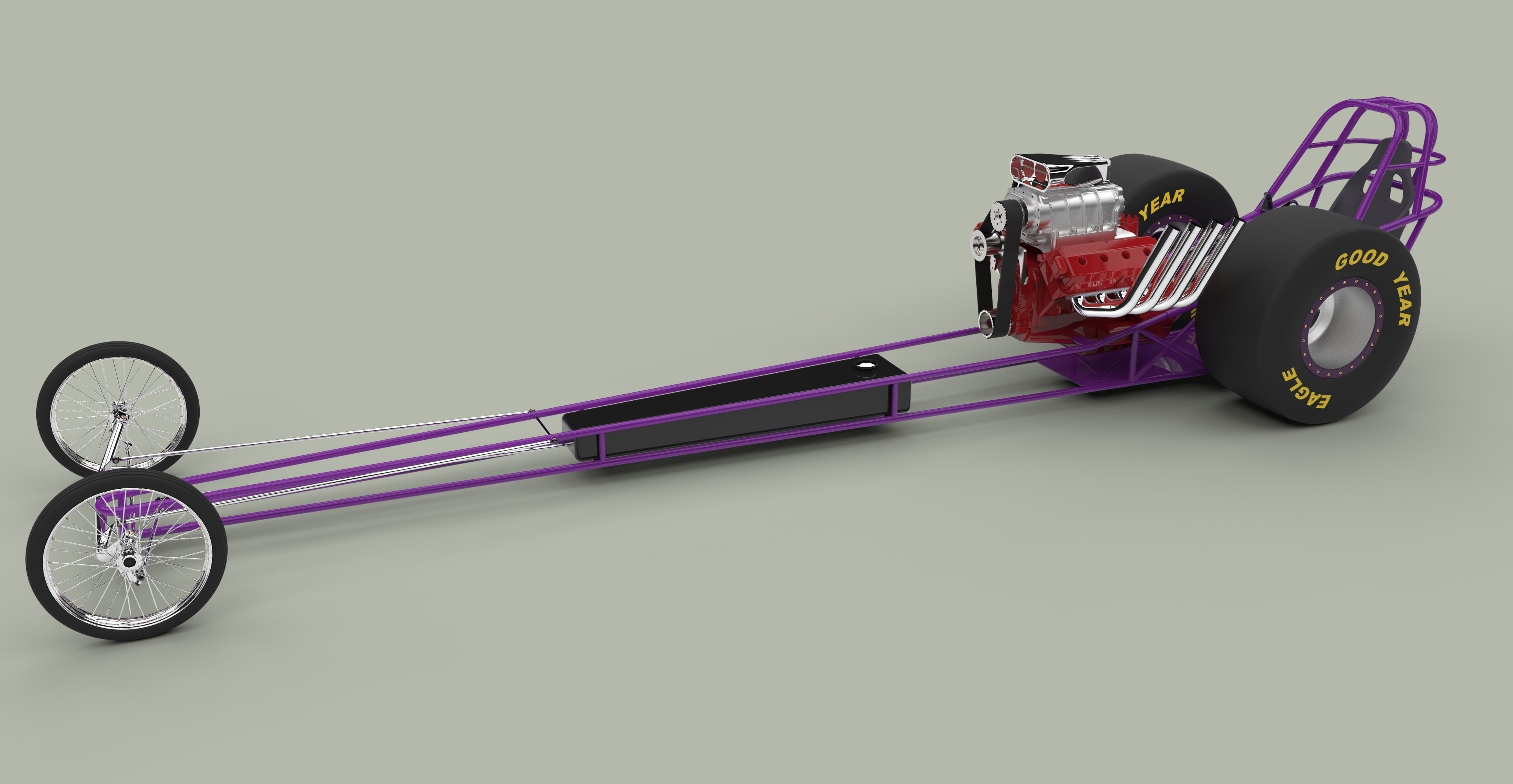 Front engine dragster 3D model_3
