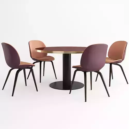 GUBI Beetle Dining Chair and GUBI  Dining Table 