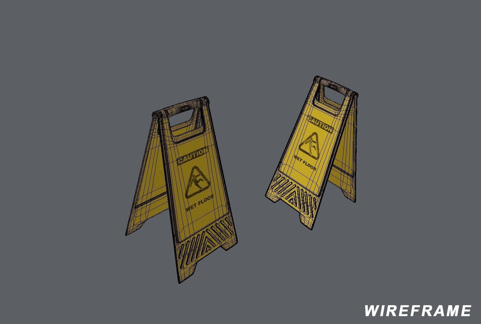 Wet Floor Sign Low-poly 3D model_4