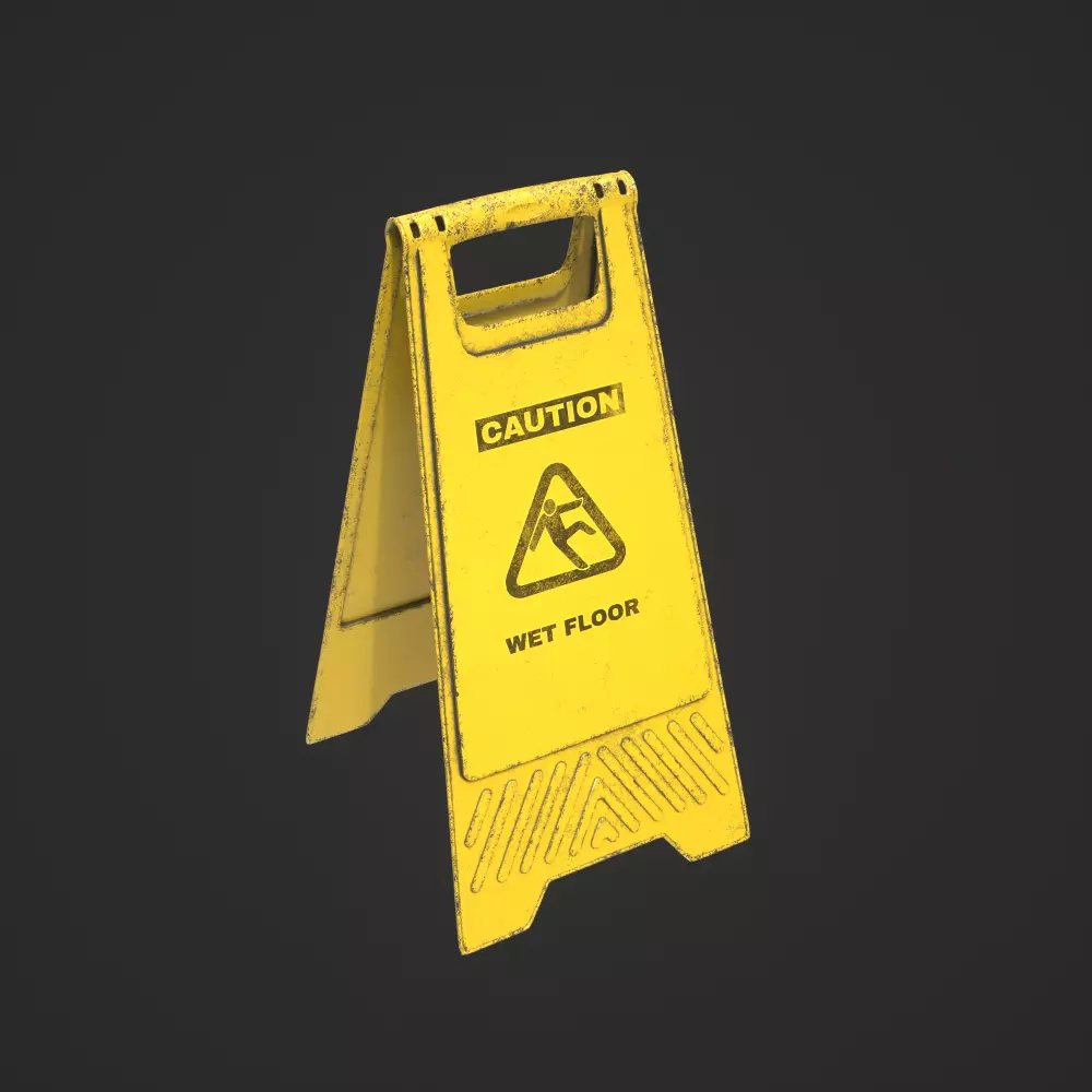 Wet Floor Sign Low-poly 3D model_0