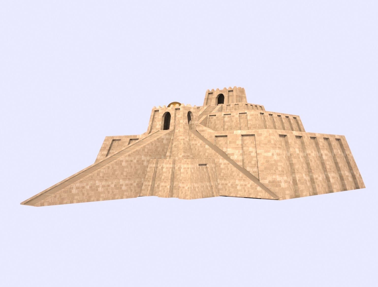 Zigurat ancient pyramid Low-poly 3D model_5