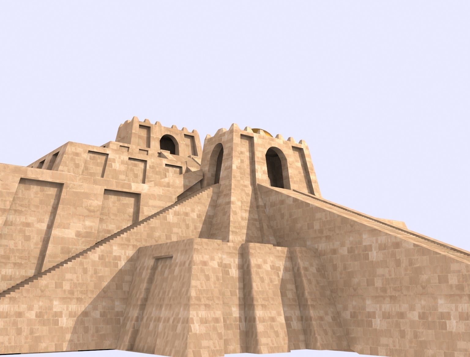 Zigurat ancient pyramid Low-poly 3D model_6