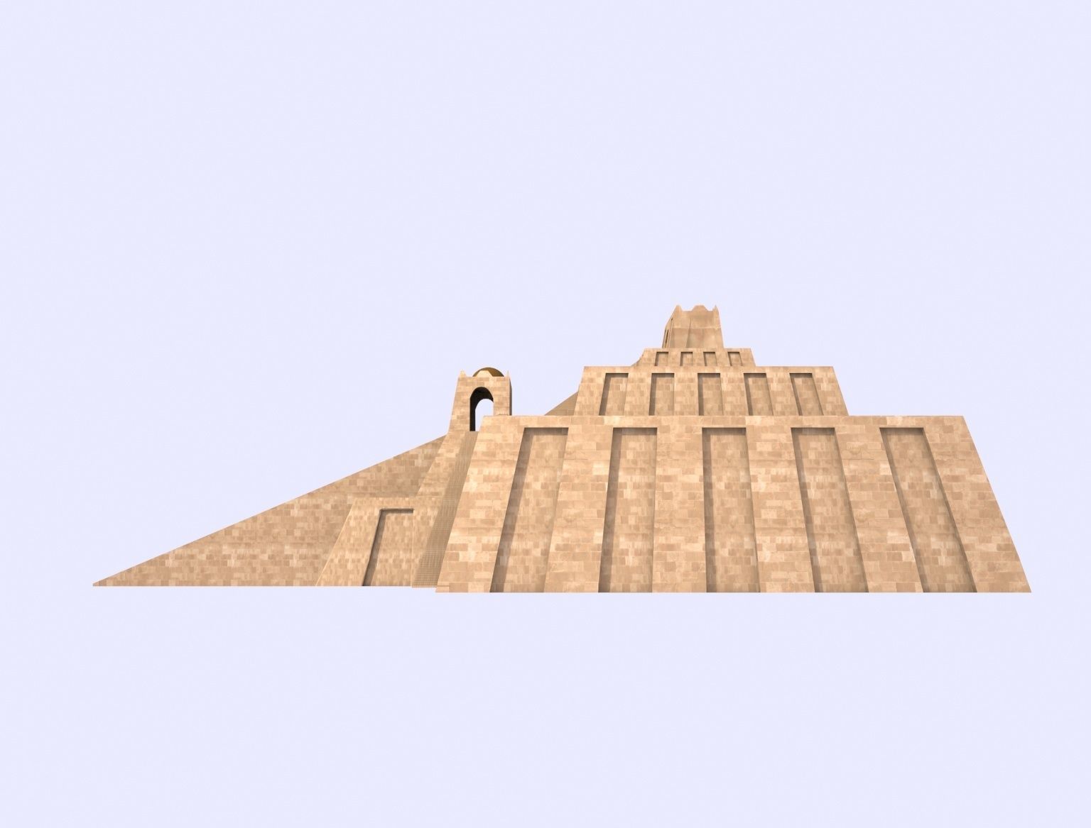 Zigurat ancient pyramid Low-poly 3D model_3