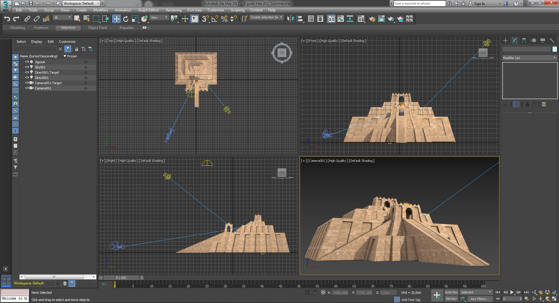 Zigurat ancient pyramid Low-poly 3D model_7
