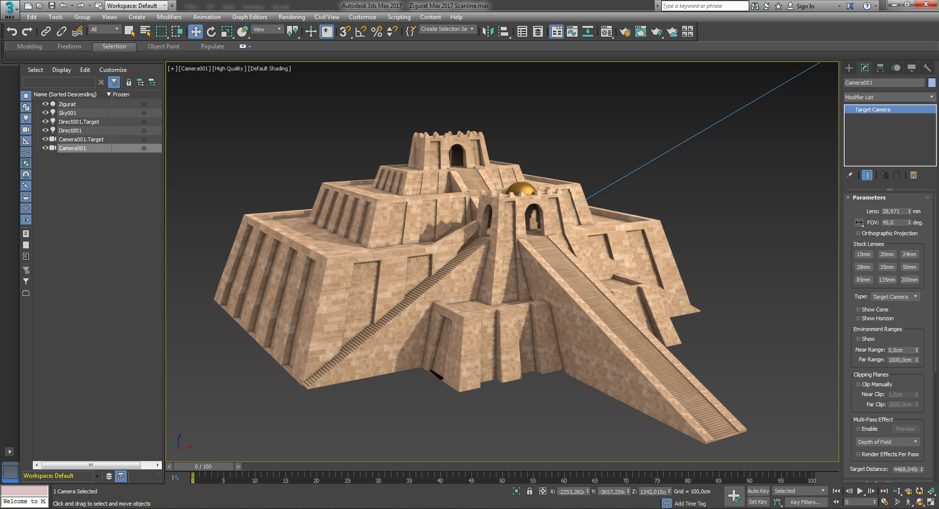 Zigurat ancient pyramid Low-poly 3D model_8
