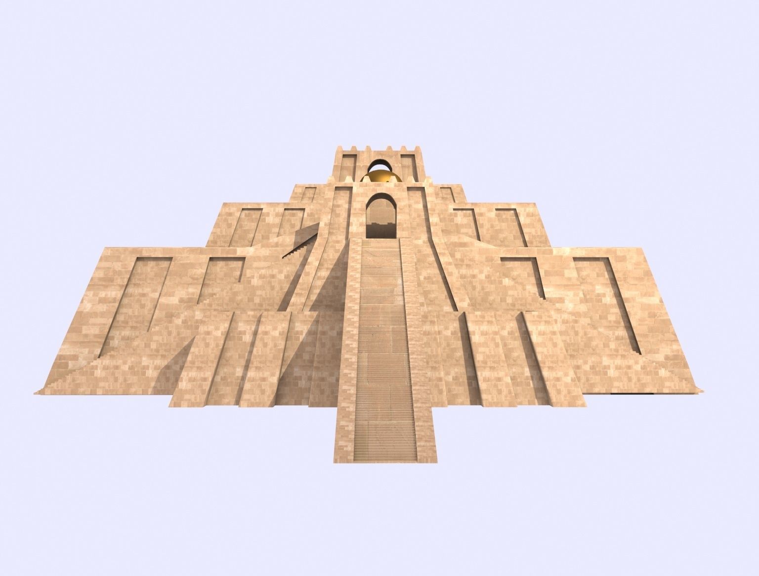 Zigurat ancient pyramid Low-poly 3D model_2