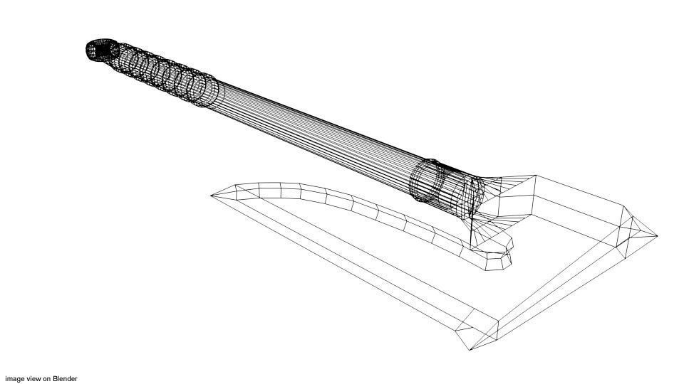 Battle Axe - One Handed Bearded 3D model_3