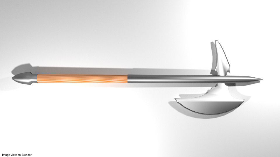 Battle Axe - Two Handed Bearded 3D model_1