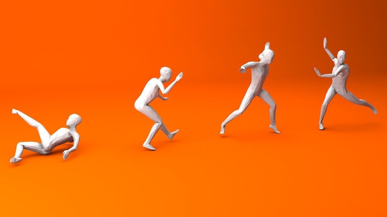 Kung Fu Martial Artists Pack 1 Low-poly 3D model_4