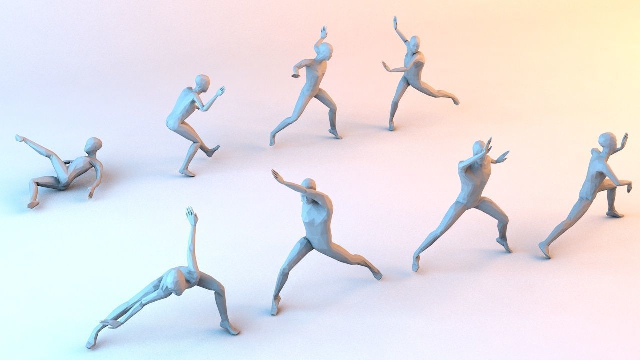 Kung Fu Martial Artists Pack 1 Low-poly 3D model_11