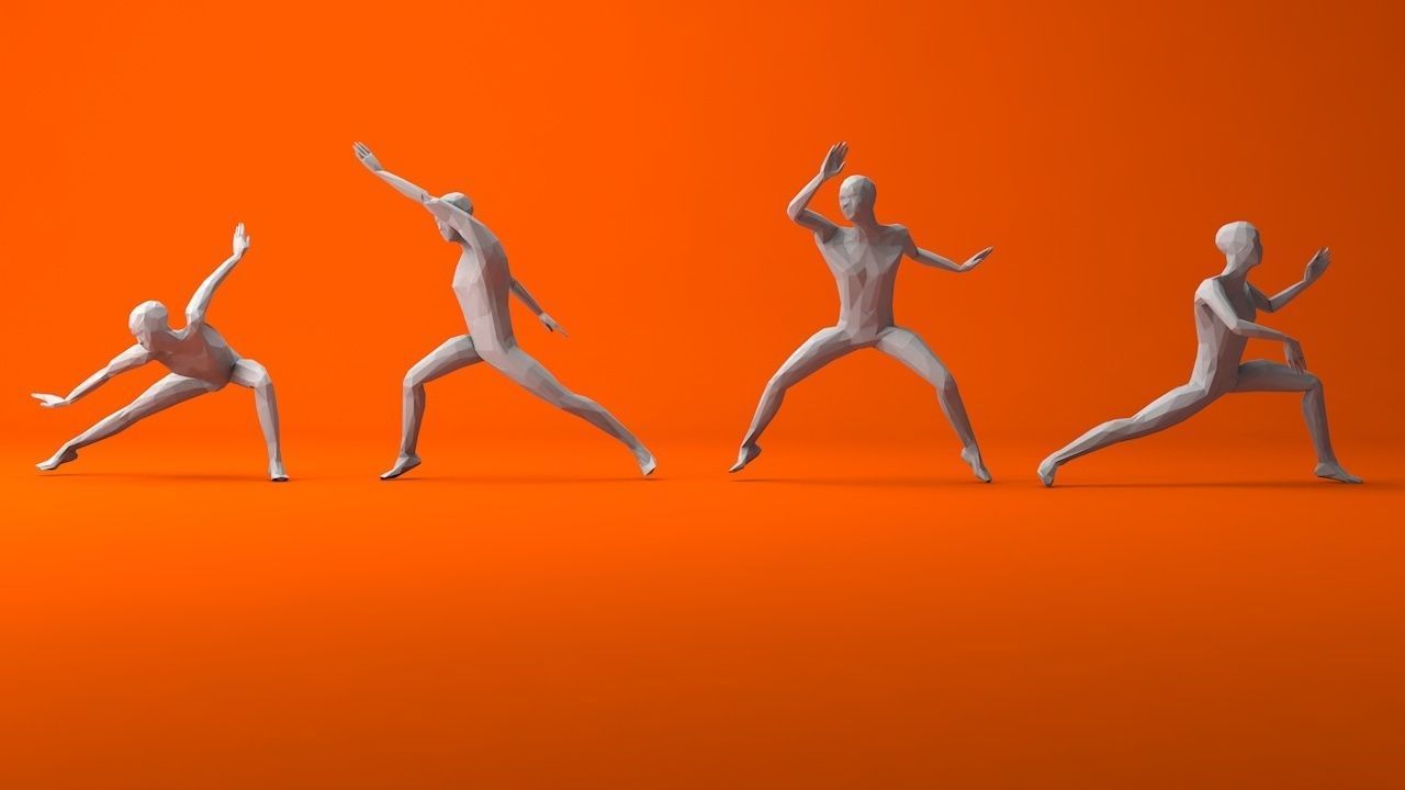 Kung Fu Martial Artists Pack 1 Low-poly 3D model_7