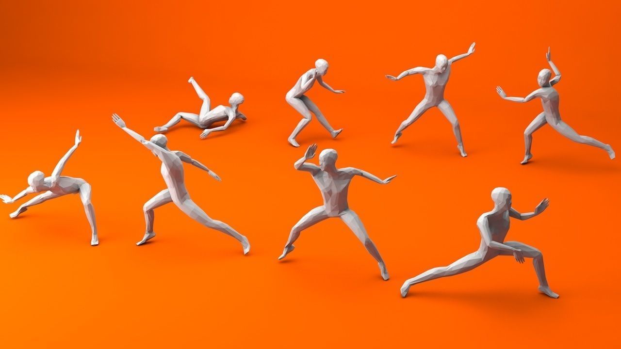 Kung Fu Martial Artists Pack 1 Low-poly 3D model_1