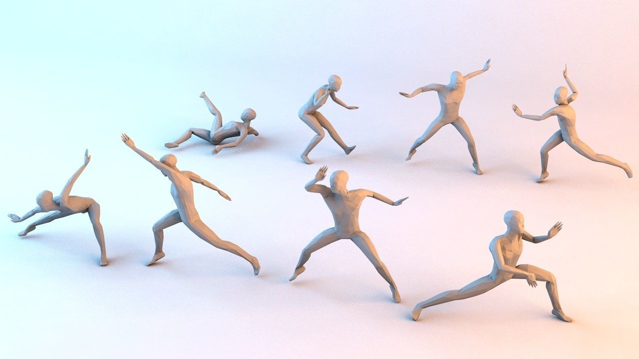 Kung Fu Martial Artists Pack 1 Low-poly 3D model_10