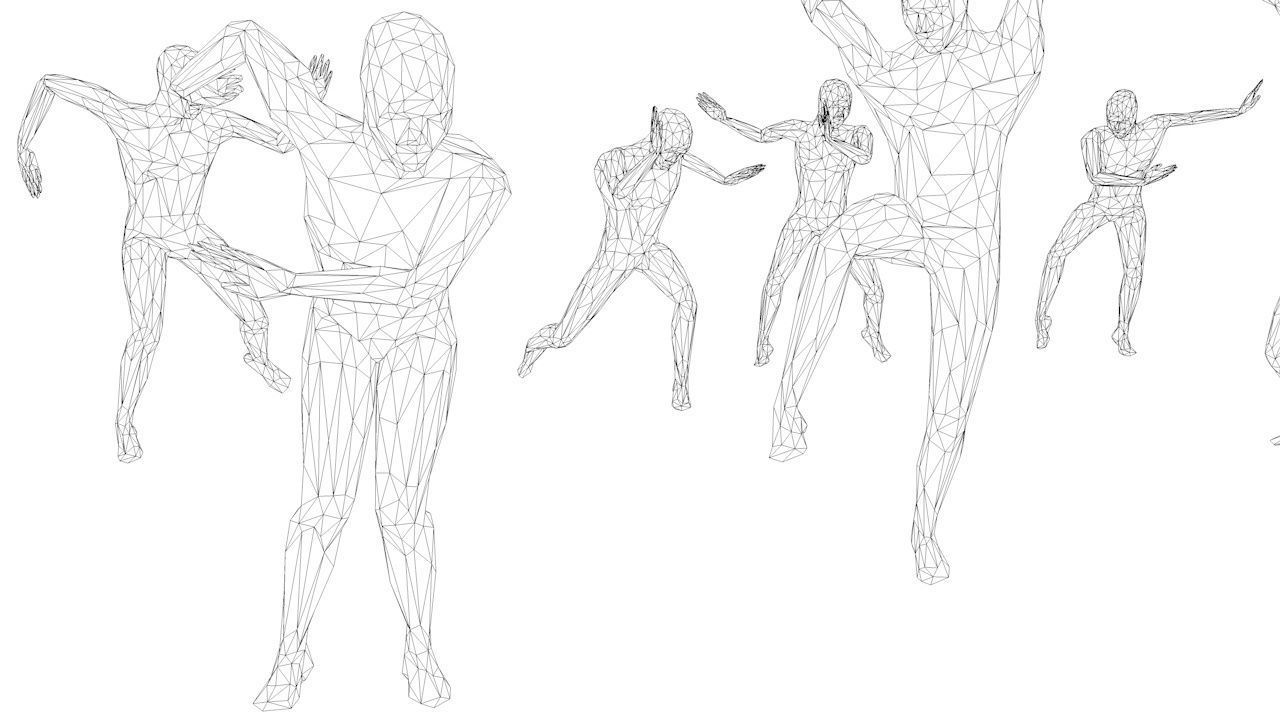 Kung Fu Martial Artists Pack 2 Low-poly 3D model_13