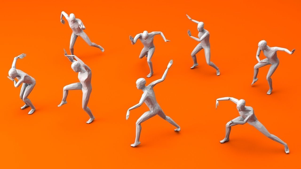 Kung Fu Martial Artists Pack 2 Low-poly 3D model_1