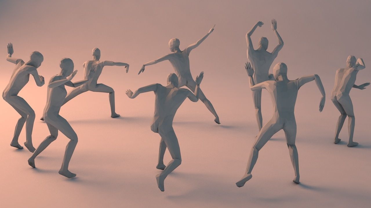 Kung Fu Martial Artists Pack 2 Low-poly 3D model_10