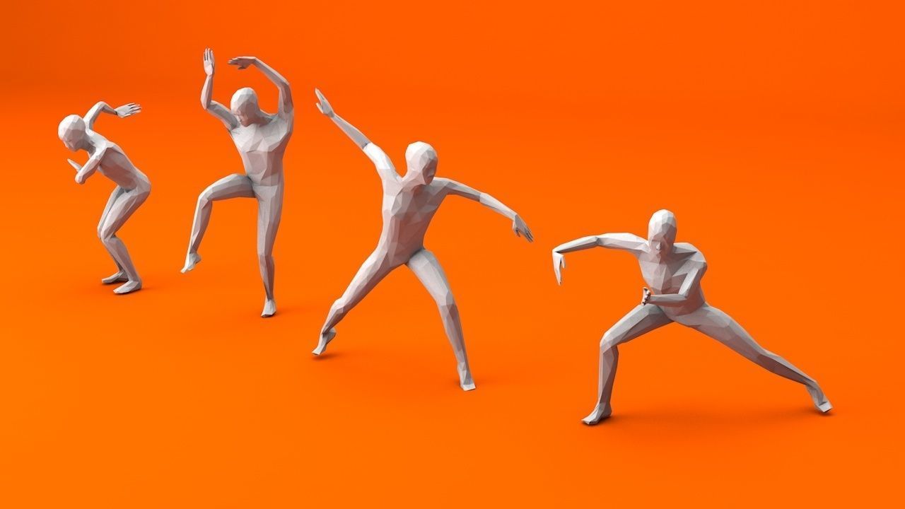 Kung Fu Martial Artists Pack 2 Low-poly 3D model_2